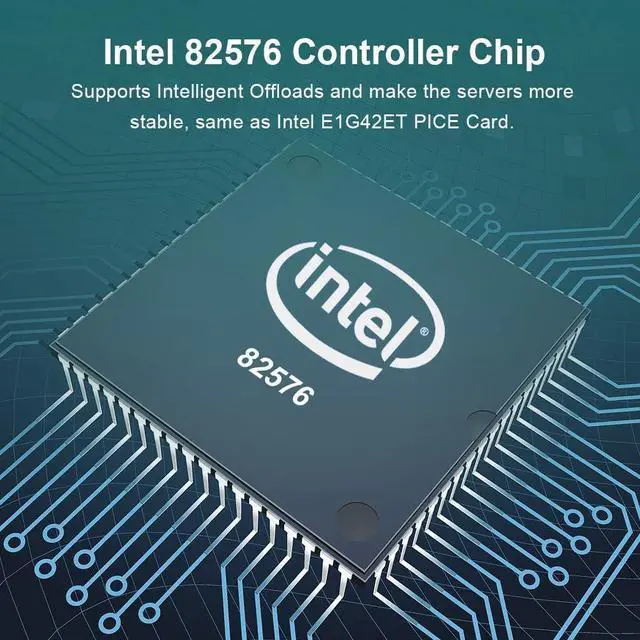 Alt view image 4 of 5 - 10/100/1000Mbps Gigabit Ethernet Network Interface Card (NIC) Dual Copper RJ45 Ports, with Intel 82576 Chip, Equivalent to Intel E1G42ET, PCIE 2.0 X1, Support Windows/Windows Server/Linux/VMware ESX