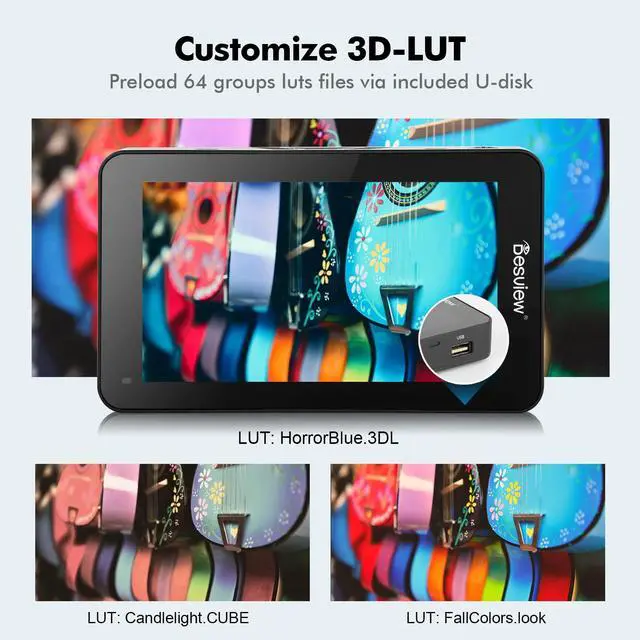 Alt view image 3 of 5 - Desview R6 Camera Monitor, 5.5 inch Touch Screen Field Monitor 4K HDMI 2800nits Ultra High Brightness IPS 178° View Angle with 3D Lut Waveform VectorScope Histogram Support 8V DC Output