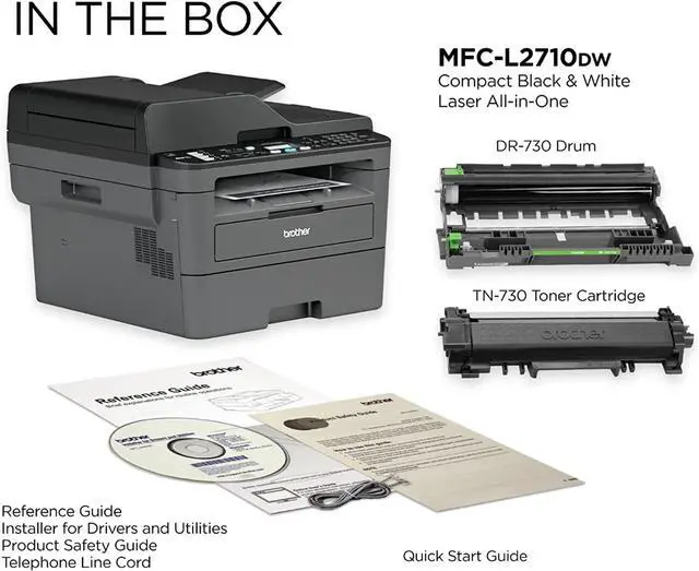Alt view image 4 of 5 - Brother MFC-L2710D All-in-One Wireless Monochrome Laser Printer for Home Office - Print Copy Scan Fax, Auto Duplex Printing, 32 ppm, 50-Sheet ADF, Amazon Alexa, AirPrint, Tillsiy USB Printer Cable