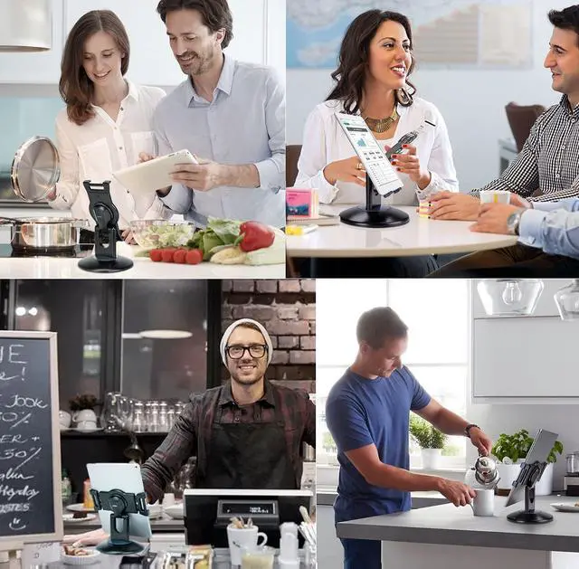 Alt view image 2 of 5 - AboveTEK Retail Kiosk iPad Stand, 360° Rotating Commercial Tablet Stand, 6-13.5" iPad mini Pro-Business Tablet Holder, Swivel Design for Store POS Office Showcase Reception Kitchen Desktop