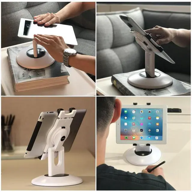 Alt view image 5 of 5 - AboveTEK Retail Kiosk iPad Stand, 360° Rotating Commercial Tablet Stand, 6-13.5" iPad mini Pro-Business Tablet Holder, Swivel Design for Store POS Office Showcase Reception Kitchen Desktop