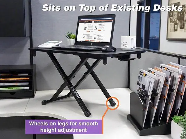 Alt view image 4 of 5 - Victor DCX129 High Rise Collection Adjustable Standing Desk for Laptops 29"x18.5 Black