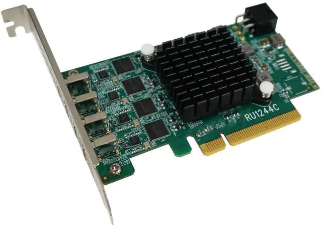 Alt view image 2 of 5 - HighPoint Technologies Highpoint RocketU 1244C PCIe 3.0 x8 4X 10Gb/s Port USB 3.2 Controller