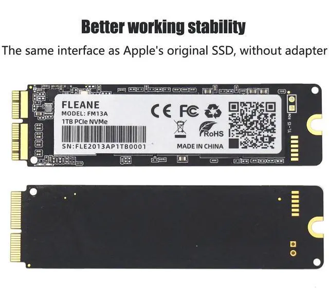 Alt view image 2 of 5 - FLEANE FM13A 1TB PCIE 3.0x4 NVME SSD with DIY Tools for MacBook Air A1465 A1466 (2013-2017), MacBook Pro Retina A1398 A1502 (Late 2013-Mid 2015), iMac A1419 A1418 (2013-2017)