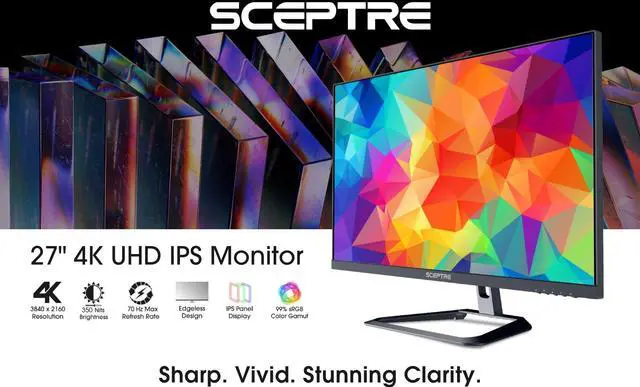 Alt view image 5 of 5 - Sceptre 4K IPS 27" 3840 x 2160 UHD Monitor up to 70Hz DisplayPort HDMI 99% sRGB Build-in Speakers, Black 2021 (U275W-UPT)