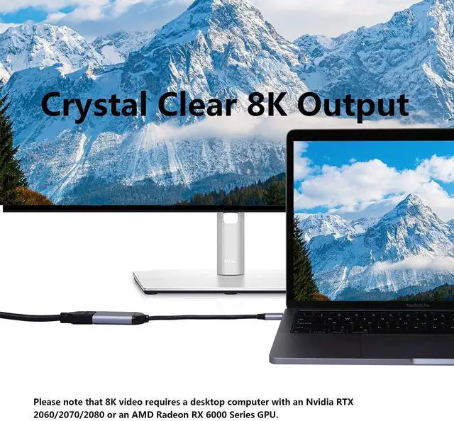 Alt view image 2 of 5 - HyperDrive USB C to HDMI Adapter 8K60Hz, 4K144Hz, 2.1 HDR Video Output USB C to HDMI, Slim Design w/Silicone Cover, Compatible w/MacBook Pro/Air, iPad Pro/Air, Mac Mini