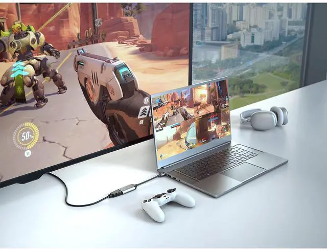 Alt view image 5 of 5 - HyperDrive USB C to HDMI Adapter 8K60Hz, 4K144Hz, 2.1 HDR Video Output USB C to HDMI, Slim Design w/Silicone Cover, Compatible w/MacBook Pro/Air, iPad Pro/Air, Mac Mini