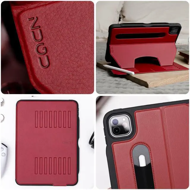 Alt view image 3 of 5 - ZUGU Case for iPad Pro 12.9 Case, 5th / 6th Generation Stand 2021/2022, Slim Protective Cover with Wireless Apple Pencil Charging, Magnetic Stand & Sleep/Wake Magnetic Cover, Cherry Red