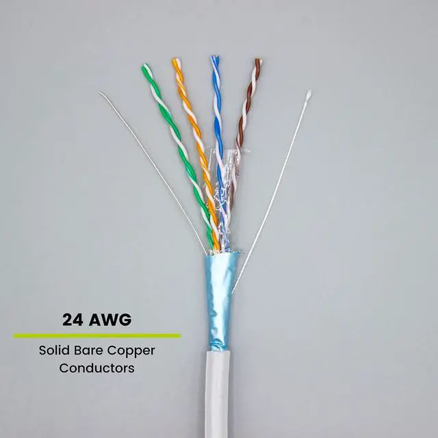 Alt view image 3 of 5 - trueCABLE Cat5e Outdoor, Shielded F/UTP, 1000ft, UV Resistant, CMX Rated, White, 24AWG Solid Bare Copper, 350MHz, PoE++ (4PPoE), ETL Listed, Bulk Ethernet Cable