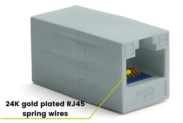 Alt view image 2 of 5 - trueCABLE Cat6A Inline Coupler, Unshielded (UTP), PoE++ (4PPoE), UL Listed, ETL Verified, ANSI/TIA 568-2.D Cat 6A Performance Compliant, Female to Female RJ45 Couplers, Gray, 6 Pack