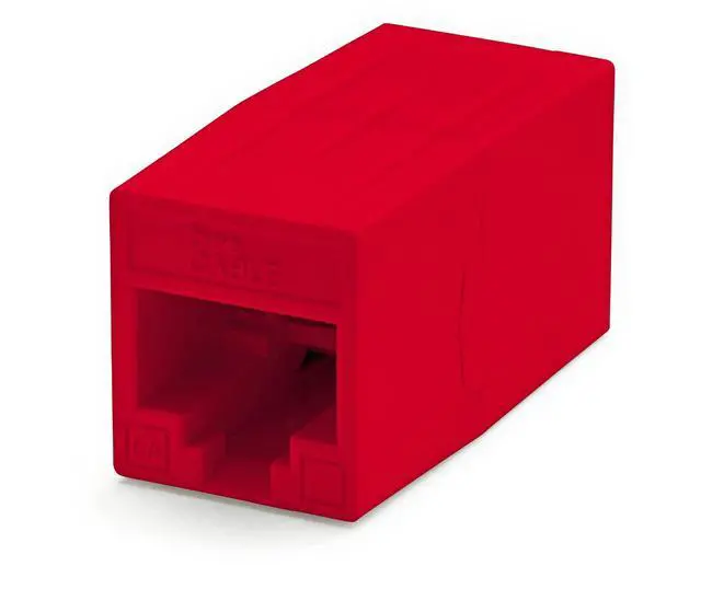 Main image of trueCABLE Cat6A Inline Coupler, Unshielded (UTP), PoE++ (4PPoE), UL Listed, ETL Verified, ANSI/TIA 568-2.D Cat 6A Performance Compliant, Female to Female RJ45 Couplers, Red, 6 Pack