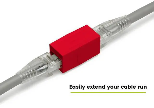 Alt view image 4 of 5 - trueCABLE Cat6A Inline Coupler, Unshielded (UTP), PoE++ (4PPoE), UL Listed, ETL Verified, ANSI/TIA 568-2.D Cat 6A Performance Compliant, Female to Female RJ45 Couplers, Red, 6 Pack