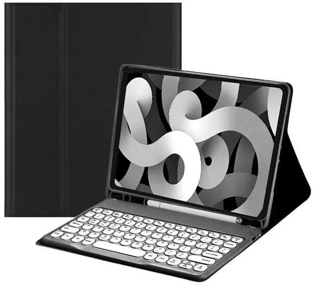 Alt view image 2 of 5 - HENGHUI Keyboard Case Compatible with iPad 9th 8th 7th Generation 10.2" / iPad Air 3rd Gen iPad Pro 10.5" Keyboard Case Cute Round Key Color Keyboard Wireless Detachable BT Keyboard Cover (Black)