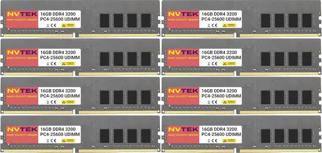 Main image of NVTEK 128GB (8X16GB) DDR4 3200MHZ PC4-25600 UDIMM 2Rx8 1.2V CL22 288-PIN Non-ECC Unbuffered Desktop PC Computer Memory KIT