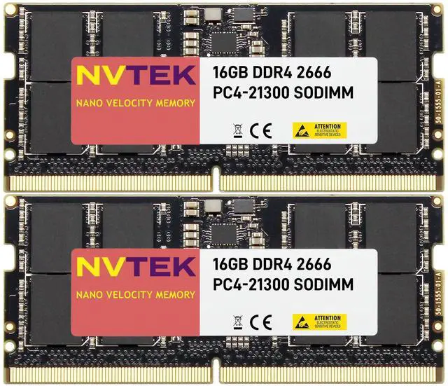 Main image of NVTEK 32GB (2X16GB) DDR4 2666MHZ PC4-21300 SODIMM 2Rx8 1.2V CL19 260-PIN Non-ECC Laptop PC Computer Memory KIT