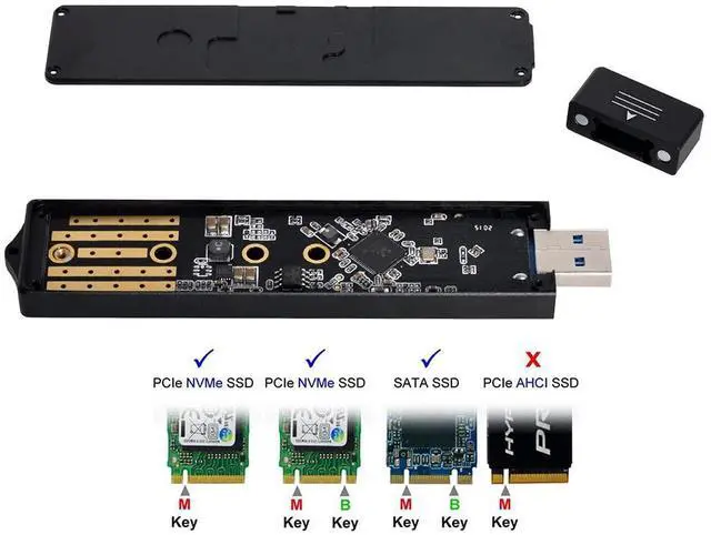 Alt view image 5 of 5 - NFHK USB 3.0 to NVME M-Key M.2 NGFF SATA SSD External PCBA Case Conveter Adapter RTL9210B Chipset