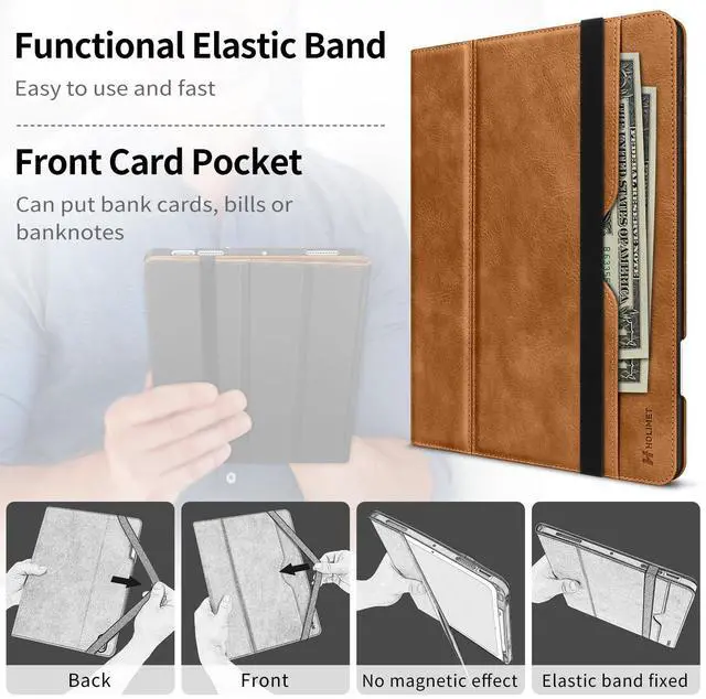 Alt view image 4 of 5 - H HOLIMET iPad Air 11 Inch M3/M2 (2025/2024)/iPad Air 4th/5th Generation 10.9 Inch 2022/2020 with Pencil Holder Soft Back Shockproof Protective Vegan Leather