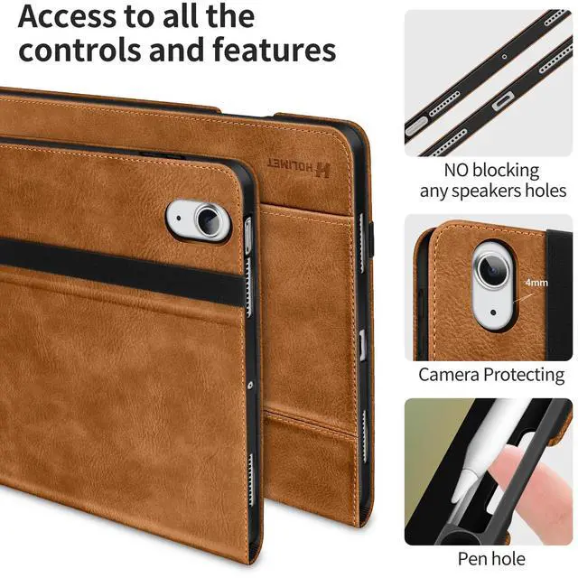 Alt view image 5 of 5 - H HOLIMET iPad Air 11 Inch M3/M2 (2025/2024)/iPad Air 4th/5th Generation 10.9 Inch 2022/2020 with Pencil Holder Soft Back Shockproof Protective Vegan Leather