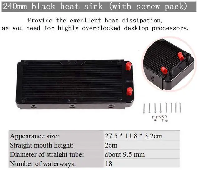 Alt view image 3 of 5 - DIY Water Cooling Kit with CPU/GPU Block, Cylindrical Reservoir, Pump, LED Fan, 240mm Heat Sink Connectors