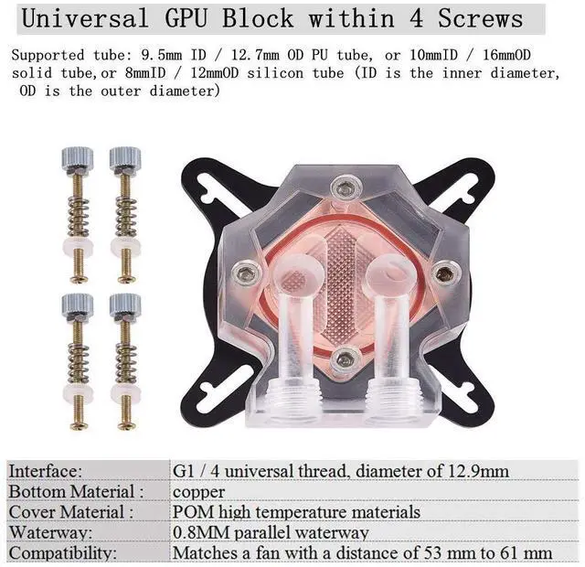 Alt view image 5 of 5 - DIY Water Cooling Kit with CPU/GPU Block, Cylindrical Reservoir, Pump, LED Fan, 240mm Heat Sink Connectors