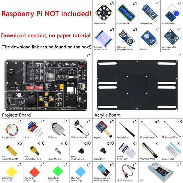 Alt view image 2 of 5 - Freenove Projects Kit for Raspberry Pi 5 4 B 3 B+ 400 Zero 2 W, Simple Wiring, 860-Page Detailed Tutorial, Python C Java Scratch Processing Code, 132 Projects (Raspberry Pi NOT Included)