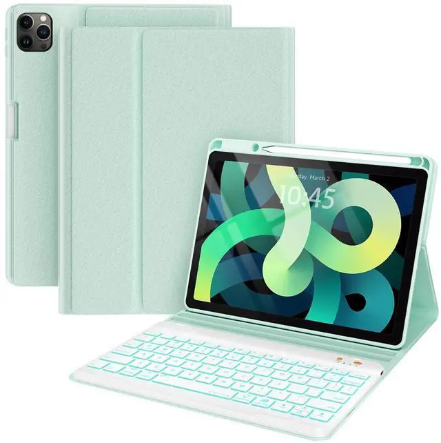 Main image of Keyboard case for ipad Air 11 inch(M2 2024)/10.9 Inch Air 5th 4th Generation & iPad Pro 11 inch (1st/2nd/3rd/4th Gen)-Backlit Detachable Keyboard, Folio Cover with Upper Easily Pencil Holder-(Green)