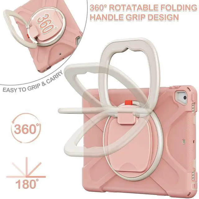 Alt view image 2 of 5 - BATYUE Case for iPad 6th Generation 9.7 inch 2018, iPad 5th Gen 2017, iPad Air 2/ iPad Pro 9.7'',Shockproof Protective Cover with Pencil Holder &Rotating Bracket &Shoulder Strap(Rose Gold)