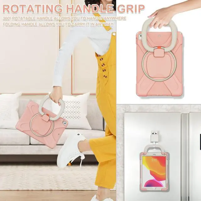 Alt view image 4 of 5 - BATYUE Case for iPad 6th Generation 9.7 inch 2018, iPad 5th Gen 2017, iPad Air 2/ iPad Pro 9.7'',Shockproof Protective Cover with Pencil Holder &Rotating Bracket &Shoulder Strap(Rose Gold)