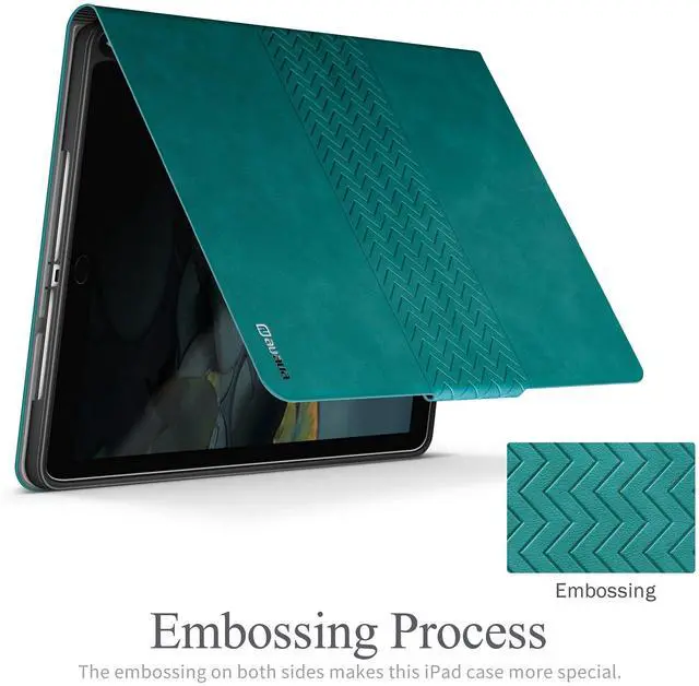 Alt view image 4 of 5 - auaua Case for iPad 6th Generation/5th Generation(9.7-Inch, 2018/2017 Model), iPad Air 1/Air 2/iPad Pro 9.7, with Pencil Holder Auto Sleep/Wake Vegan Leather (Green)