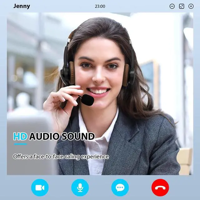 Alt view image 2 of 5 - Arama USB Headset with Microphone Noise Cancelling & in-line Call Controls, Ultra Comfort 3.5mm Wired Headset for Cell Phone, Computer Headset with Mute for PC Laptop Skype Webinar Home Office