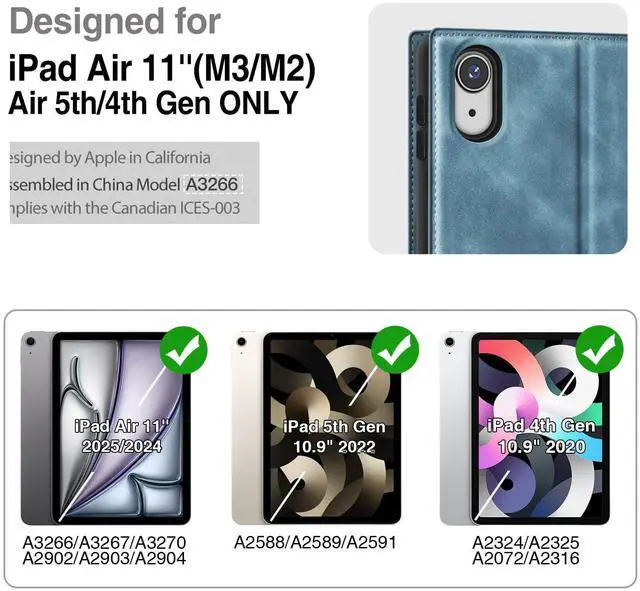 Alt view image 2 of 5 - Antbox Case for iPad Air 11-inch M3 (2025) / M2 (2024), iPad Air 5th/4th Generation 10.9'' Vegan Leather with Pencil Holder Typing Angle Auto Sleep/Wake Muti-Stand