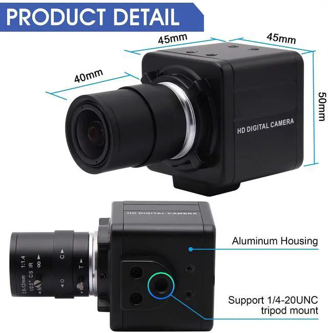 Alt view image 5 of 5 - ALPCAM USB Camera 4K Ultra HD Mini Webcam with 2.8-12mm Optical Zoom Lens Camera High Speed USB2.0 30FPS Web Camera for Mac,Window,Linux,Android