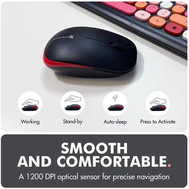 Alt view image 4 of 5 - X9 Cute Wireless Keyboard and Mouse Combo - 2.4G Colorful Keyboard and Mouse Wireless with Retro Multi-Colored Typewriter, Keycaps for Windows Computer Keyboard, Laptop - Black