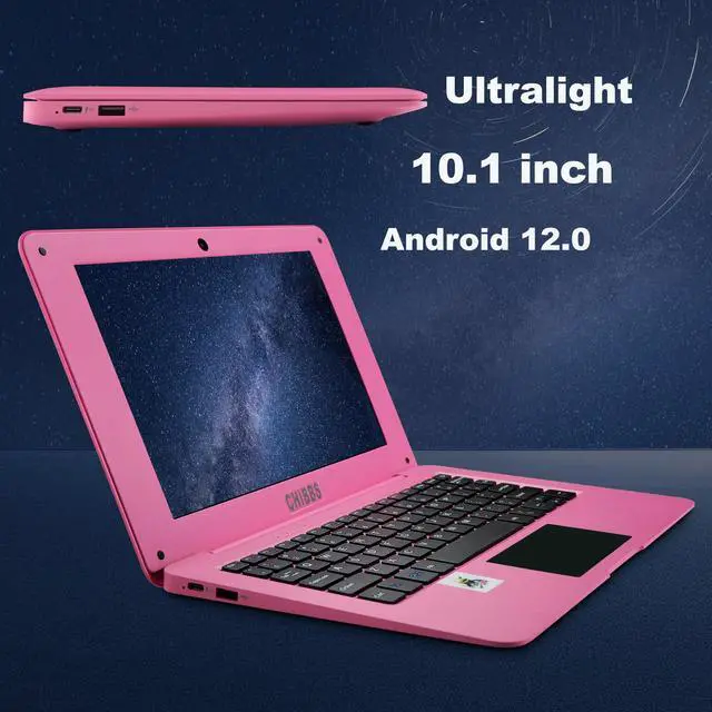 Alt view image 3 of 5 - CHIBBS 10.1" Inch Kids Laptop Computer, Netbook Powered by Android 12.0, Quad Core Processor, 2gb Ram + 64gb ROM, Camera, 2* USB, Bluetooth, Wi-Fi- Pink