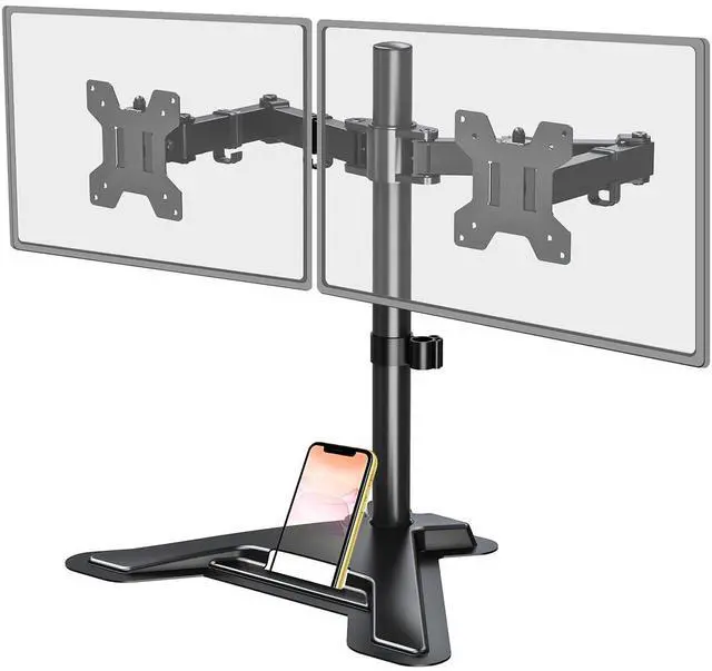 Main image of MOUNT PRO Dual Monitor Stand, Free-Standing Full Motion Monitor Desk Mount Fits 2 Screens up to 27 inches,17.6lbs with Height Adjustable, Swivel, Tilt, Rotation, VESA 75x75 100x100, Black