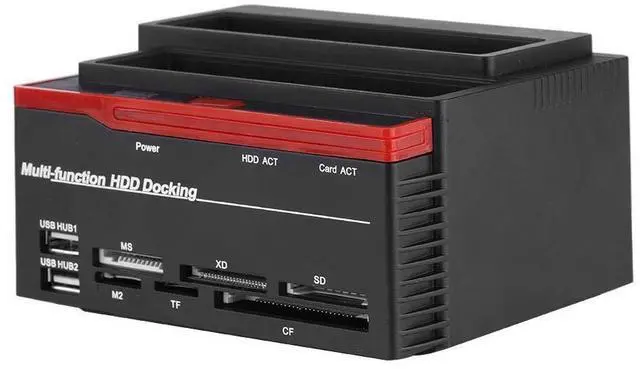 Main image of Dual-Bay 2.5"/3.5" Hard Drive Dock Station IDE HDD Enclosure Docking Dock Station USB2.0 Hub Card Reader