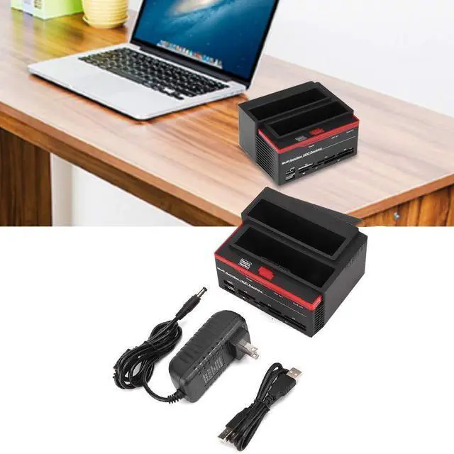 Alt view image 2 of 5 - Dual-Bay 2.5"/3.5" Hard Drive Dock Station IDE HDD Enclosure Docking Dock Station USB2.0 Hub Card Reader