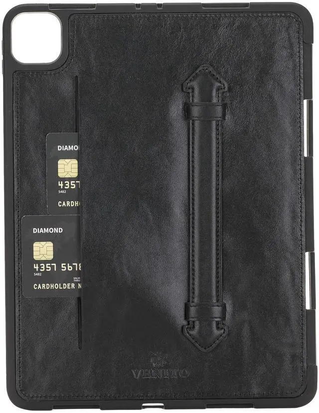 Alt view image 2 of 5 - Venito Lecce Leather Wallet Case Compatible with iPad Pro 11 (3rd Generation, 2021 and 2nd Generation 2020) - Flex Handle Tablet Wallet (Rustic Black)