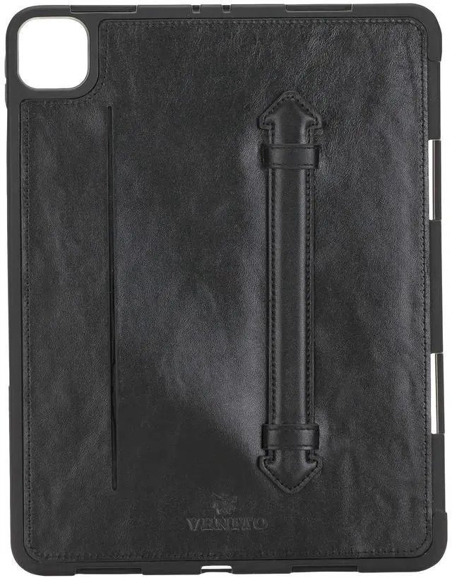 Main image of Venito Lecce Leather Wallet Case Compatible with iPad Pro 11 (3rd Generation, 2021 and 2nd Generation 2020) - Flex Handle Tablet Wallet (Rustic Black)
