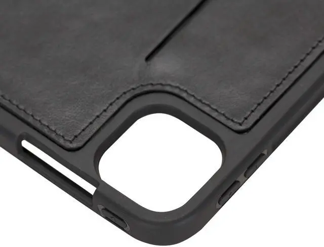 Alt view image 4 of 5 - Venito Lecce Leather Wallet Case Compatible with iPad Pro 11 (3rd Generation, 2021 and 2nd Generation 2020) - Flex Handle Tablet Wallet (Rustic Black)