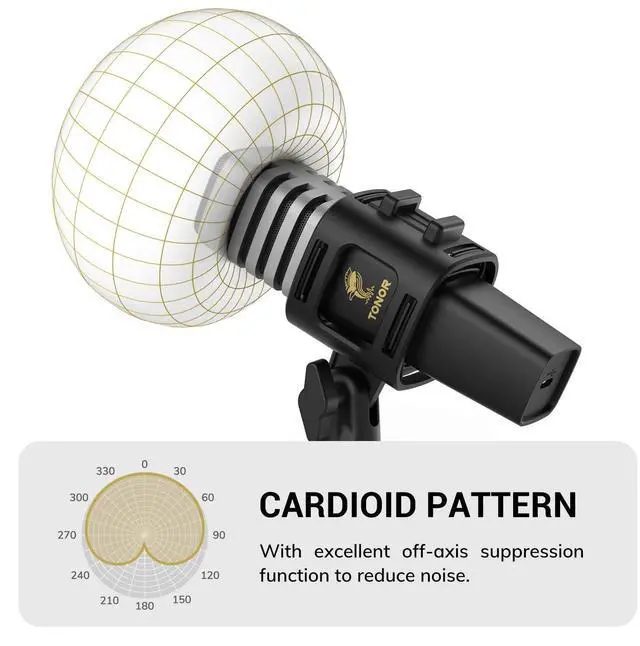 Alt view image 3 of 5 - TONOR USB Microphone for PC, Cardioid Condenser Computer Mic with Tripod Stand, Pop Filter, Shock Mount for Gaming, Streaming, Podcasting, YouTube