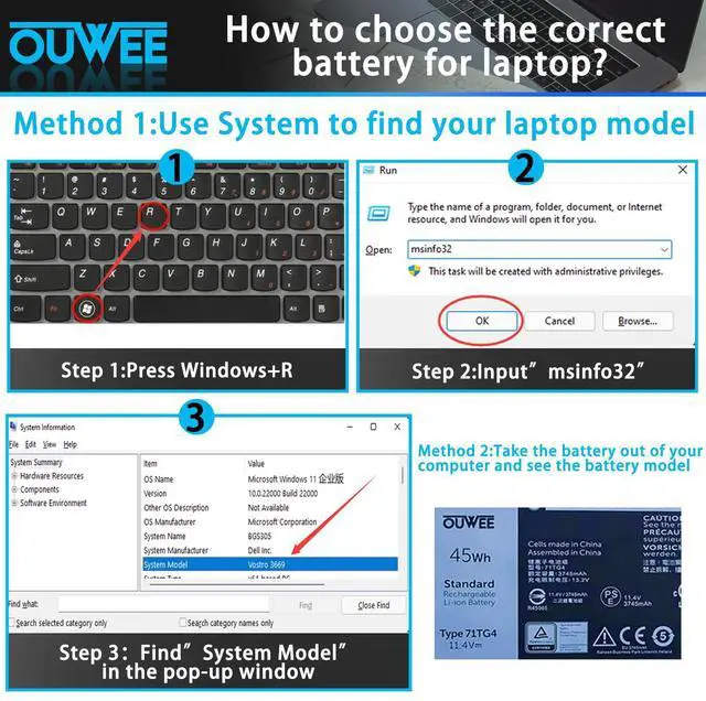 Alt view image 4 of 5 - OUWEE 71TG4 Laptop Battery Compatible with Dell Latitude 5289 7389 7390 2-in-1 Series Notebook 071TG4 K5XWW X49C1 0X49C1 11.4V 45Wh 3745mAh
