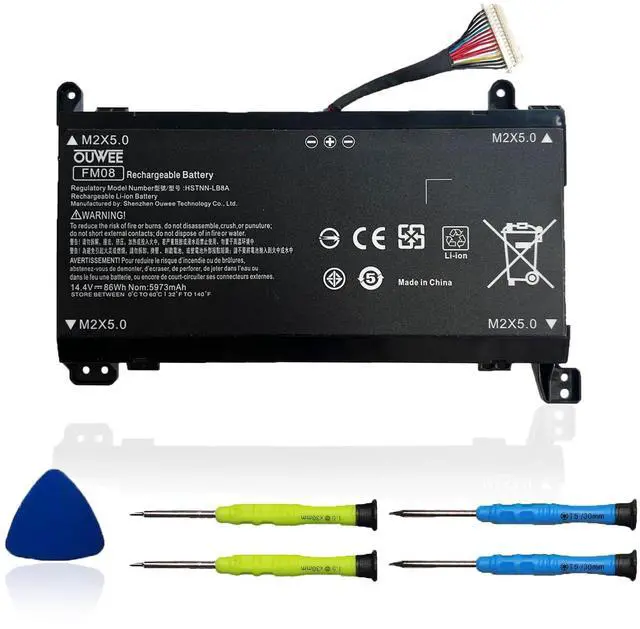 Main image of OUWEE HSTNN-LB8B FM08 Laptop Battery Compatible with HP Omen 17-AN013TX 17-AN014TX 17-AN014NG 17-an008ur Series TPN-Q195 922752-421 922753-421 922976-855 14.4V 86Wh 5973mAh(16-Pin Connector)