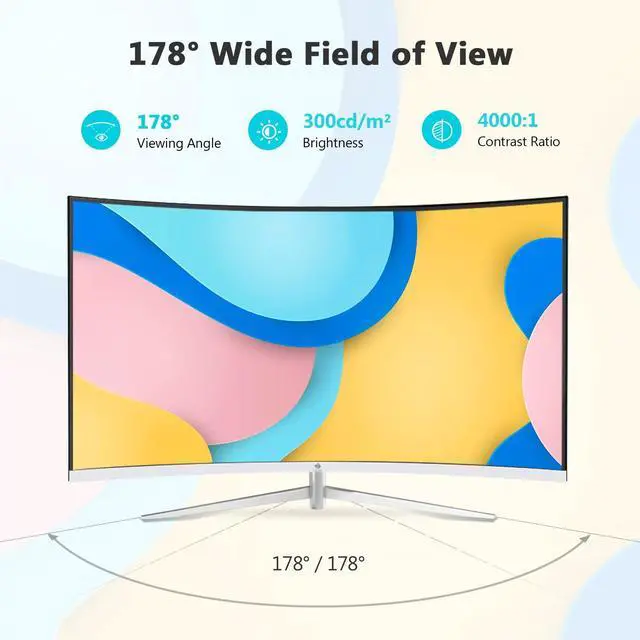 Alt view image 5 of 5 - Z-Edge 24-inch Curved Gaming Monitor, Full HD 1080P 1920x1080 LED Backlight Monitor, with 75Hz Refresh Rate and Eye-Care Technology, U24C 178deg Wide View Angle, VGA+HDMI
