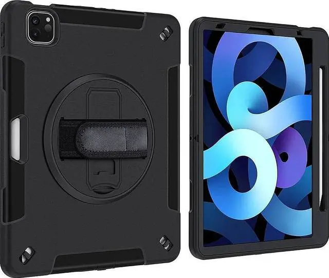 Alt view image 3 of 5 - SaharaCase Protection Case for Apple iPad Air 10.9" (4th Generation 2020 and 5th Generation 2022) [Shockproof Bumper] Rugged Antislip Grip Slim Kickstand Hand Strap - Black