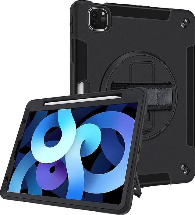 Alt view image 4 of 5 - SaharaCase Protection Case for Apple iPad Air 10.9" (4th Generation 2020 and 5th Generation 2022) [Shockproof Bumper] Rugged Antislip Grip Slim Kickstand Hand Strap - Black