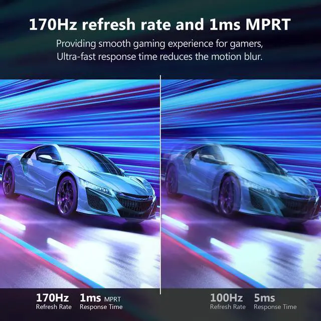 Alt view image 3 of 5 - Z-Edge 32 inch Curved Gaming Monitor, QHD 1440P 170Hz 165Hz 144Hz Curved Monitor, 1500R Computer Monitor, MPRT 1ms Monitor, 16.7M Colors, 3000:1 Contrast, UG32 Ultra Slim Bezel, DP x2, HDMI x2