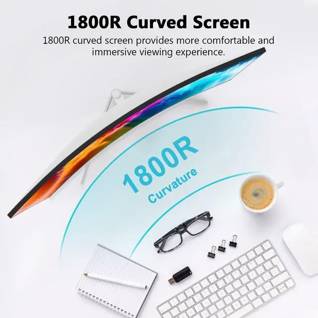 Alt view image 2 of 5 - Z-Edge 27-inch Curved Gaming Monitor, Full HD 1080P 1920x1080 LED Backlight Monitor, with 100Hz Refresh Rate and Eye-Care Technology, 178deg Wide View Angle, VGA+HDMI