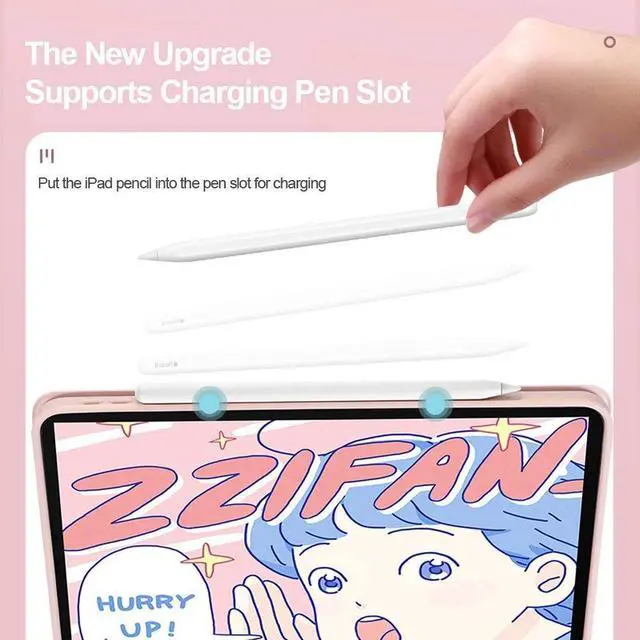 Alt view image 4 of 5 - Keyboard Case for iPad Air 11 inch (M3 2025/M2 2024) with Mouse, Case for iPad Air 5th/4th Gen with Keyboard Cover with Pencil Holder, Pink