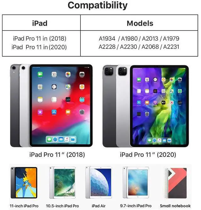 Alt view image 5 of 5 - Leather Case for ipad Pro 11" Genuine Leather Smart Folio for 11-inch ipad pro 11 case with Pencil Holder Zipper Pocket Multifunctional Case for iPad 11/iPad 10.5/iPad 9.7
